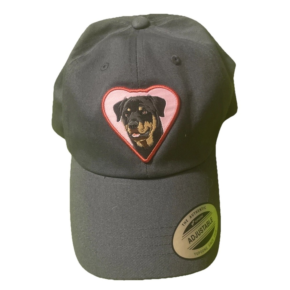 Yupoong Rottweiler Hat Cap Gray, Adult One Size, Adjustable Strap, Dog NWOT - Picture 1 of 6